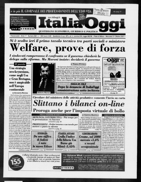 Italia oggi : quotidiano di economia finanza e politica